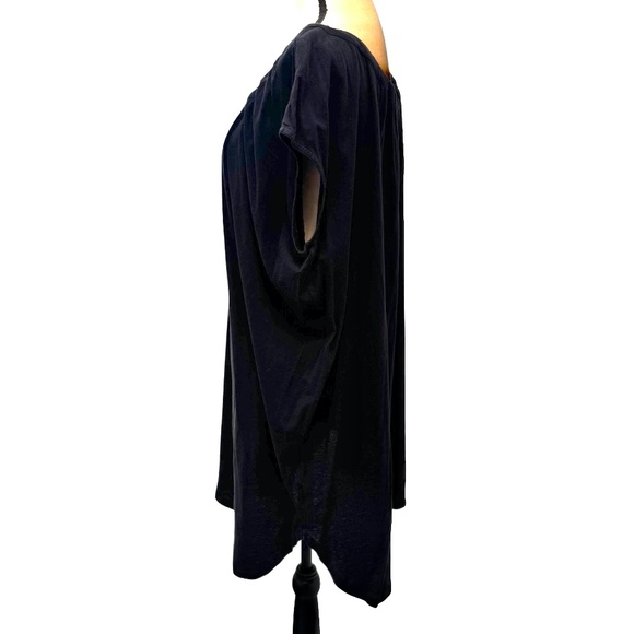 ORGANIC BY JOHN PATRICK BLACK COTTON ON OR OFF THE SHOULDER TUNIC DRESS - Picture 7 of 13